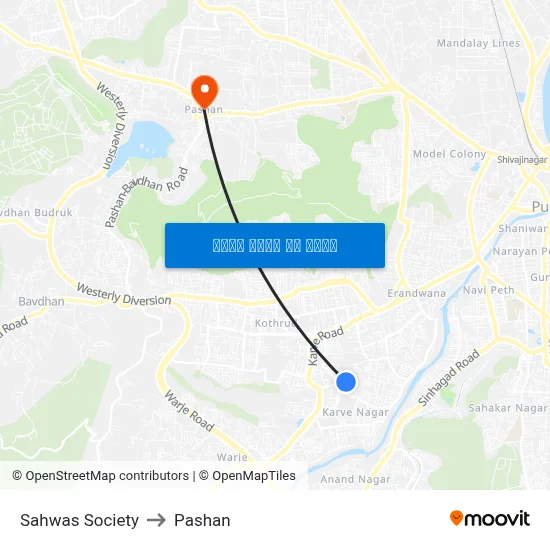 सहवास सोसाइटी to पाषाण map
