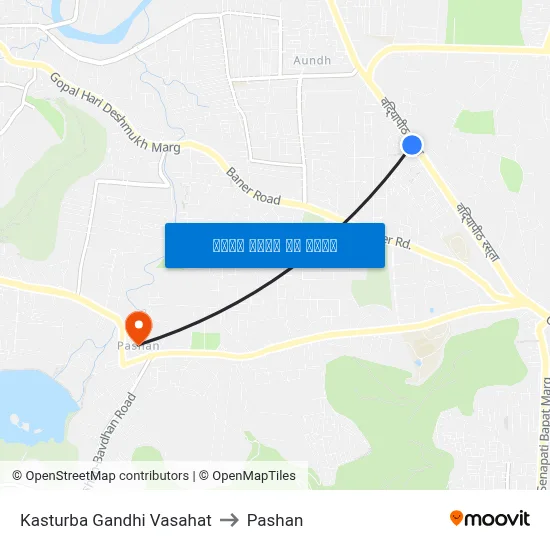 कस्तूरबा गांधी वसाहत to पाषाण map