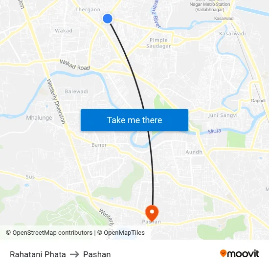 Rahatani Phata to Pashan map