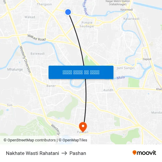 नखाते वस्ती रहाटणी to पाषाण map