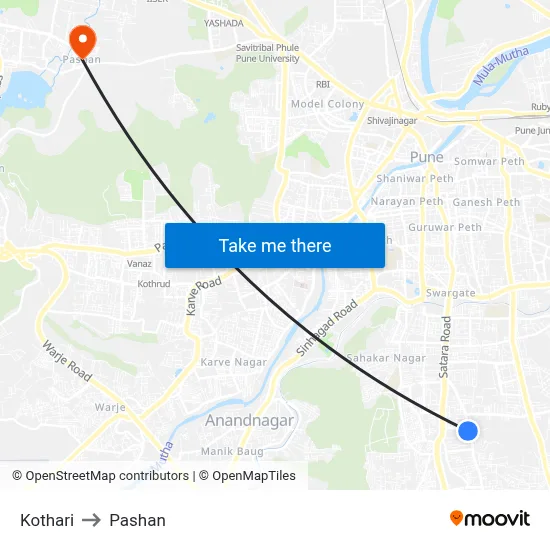 कोठारी to पाषाण map