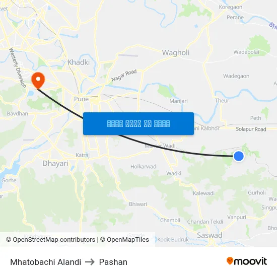 म्हातोबाची आळंदी to पाषाण map