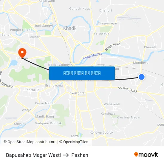 बापूसाहेब मगर वस्ती to पाषाण map