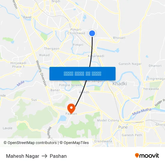 महेश नगर to पाषाण map