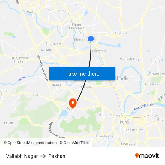 Vallabh Nagar to Pashan map