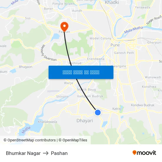 भुमकर नगर to पाषाण map