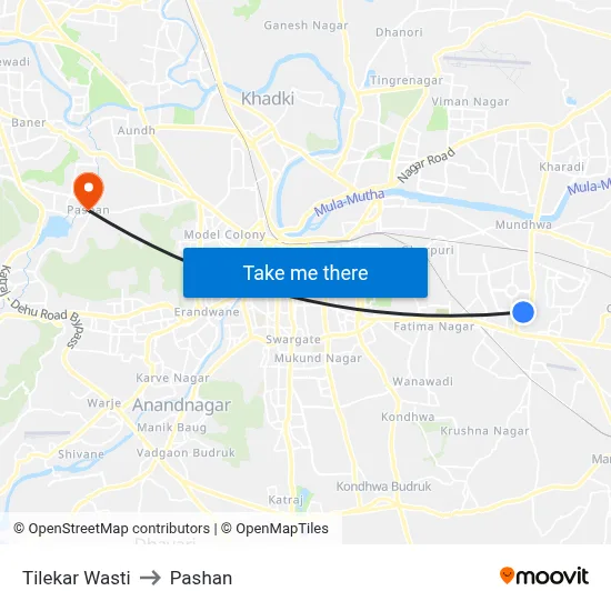 टिलेकर वस्ती to पाषाण map