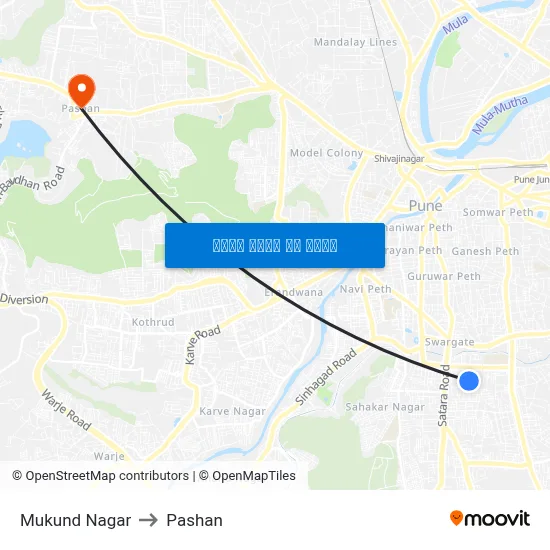 मुकुंद नगर to पाषाण map