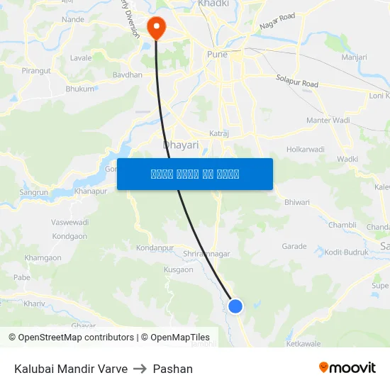 काळूबाई मंदिर वारवे to पाषाण map