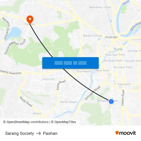 सारंग सोसाइटी to पाषाण map