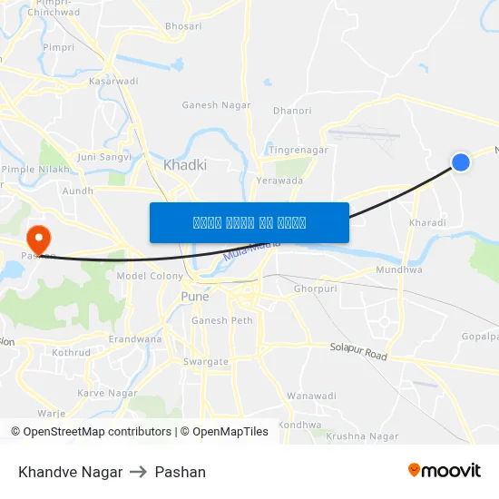 खांडवे नगर to पाषाण map