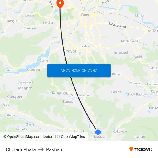 चेलाडी फाटा to पाषाण map
