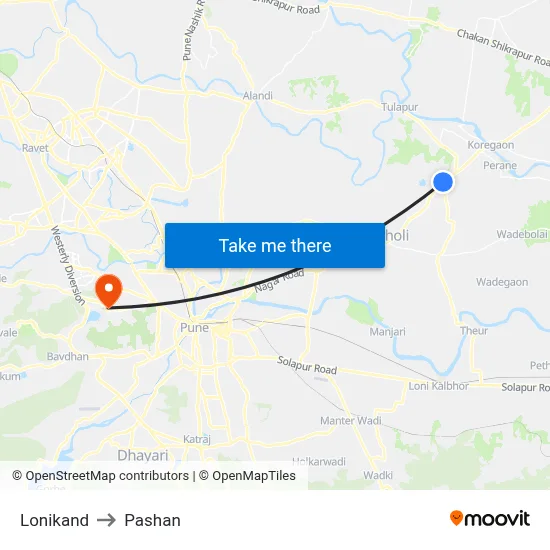 Lonikand to Pashan map