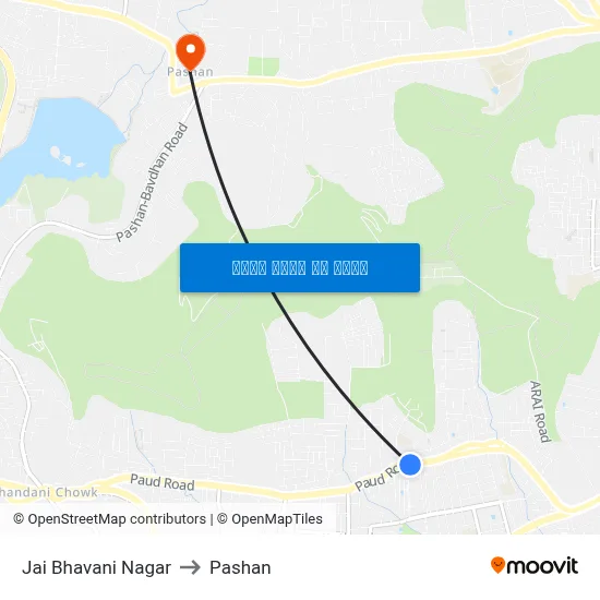 जय भवानी नगर to पाषाण map