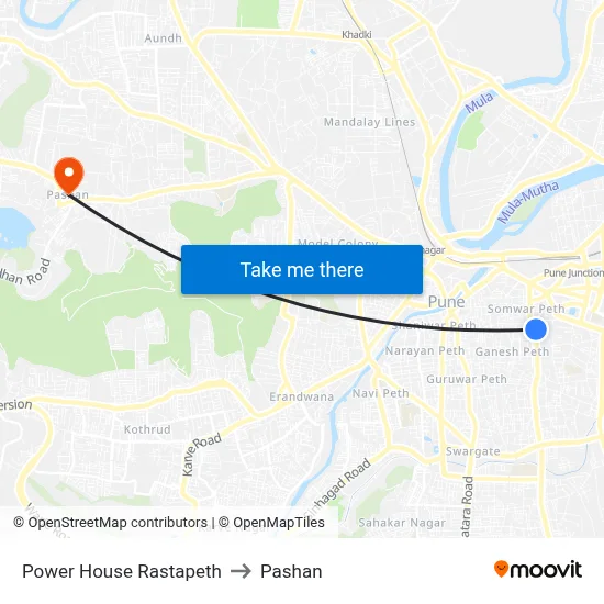Power House Rastapeth to Pashan map