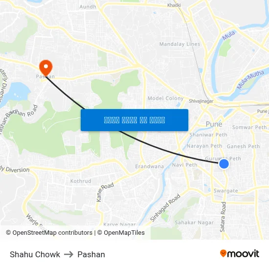 Shahu Chowk to Pashan map