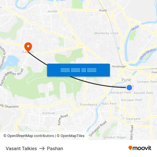वसंत टॉकीज to पाषाण map