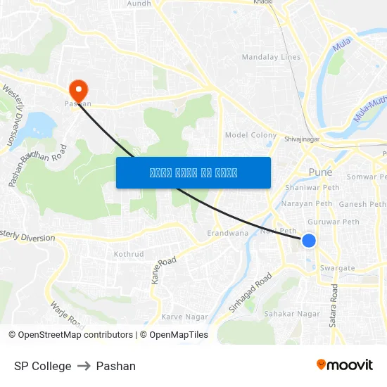 एसपी कॉलेज to पाषाण map