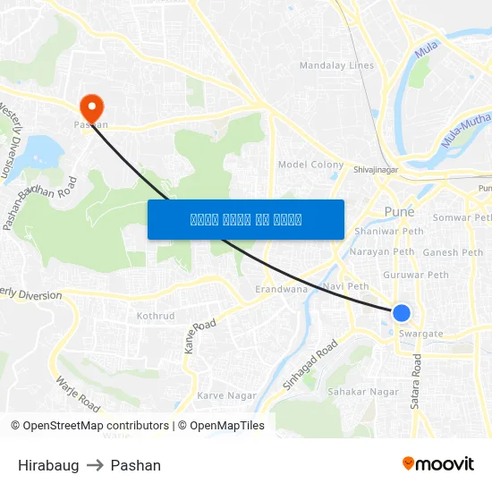 हीराबाग to पाषाण map