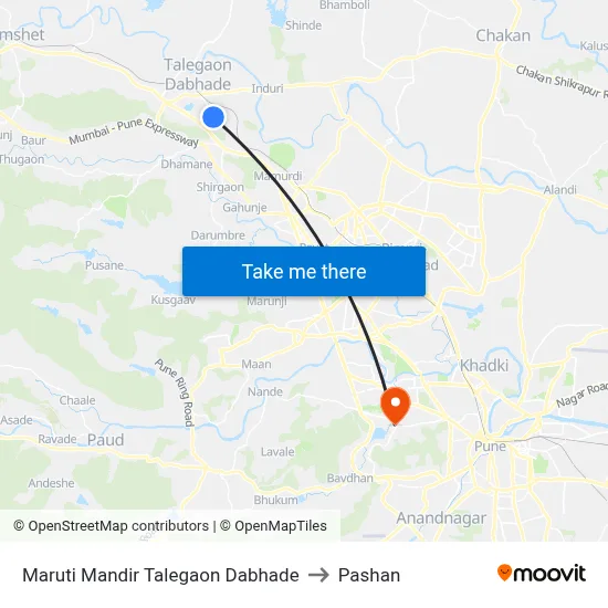 मारुति मंदिर तळेगाव दाभाडे to पाषाण map