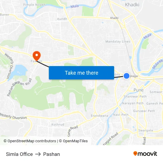 Simla Office to Pashan map