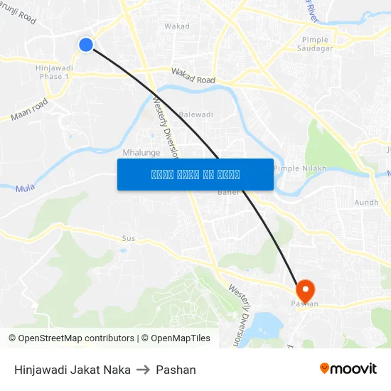 हिंजवाडी जकात नाका to पाषाण map