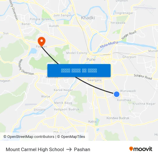 माउंट कार्मेल हाई स्कूल to पाषाण map