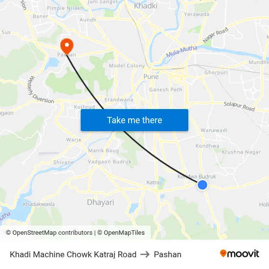 Khadi Machine Chowk Katraj Road to Pashan map