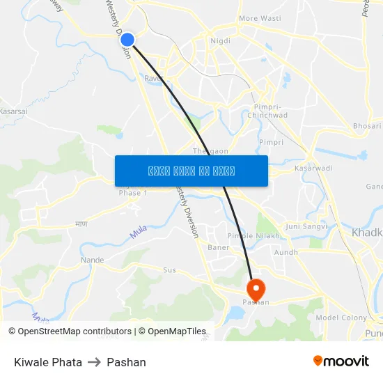 किवले फाटा to पाषाण map