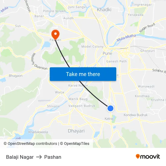 Balaji Nagar to Pashan map