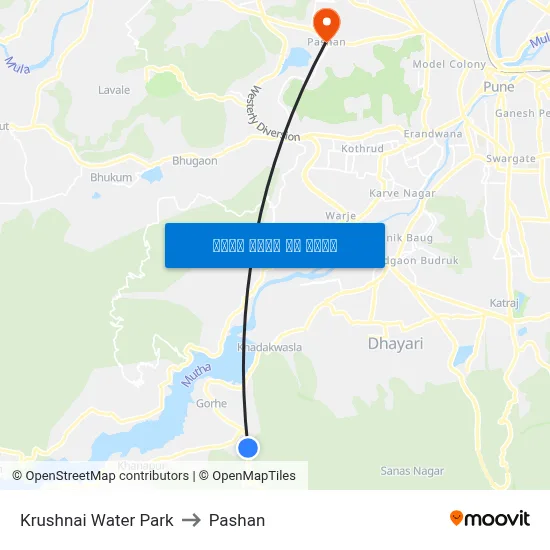 कृष्णाई वॉटर पार्क to पाषाण map