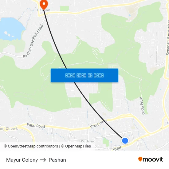 Mayur Colony to Pashan map