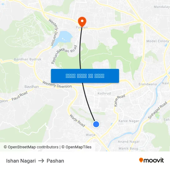 ईशान नगरी to पाषाण map
