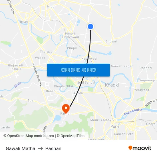 गवळी मठ to पाषाण map