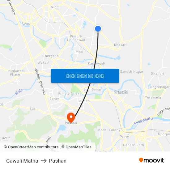 गवळी मठ to पाषाण map