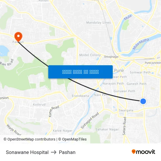 सोनावणे हॉस्पिटल to पाषाण map