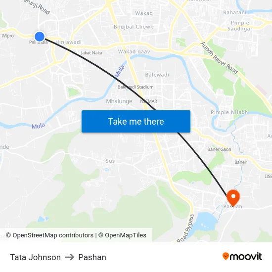 टाटा जॉनसन to पाषाण map