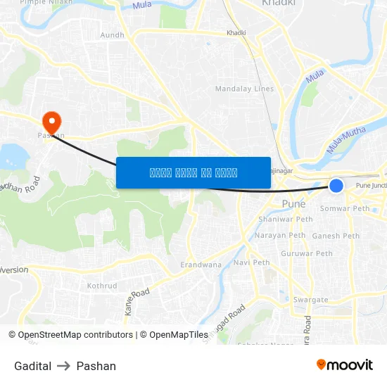 गडीताल to पाषाण map