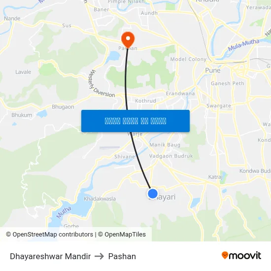 धायरेश्वर मंदिर to पाषाण map