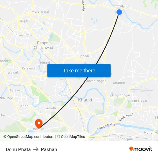 देहू फाटा to पाषाण map
