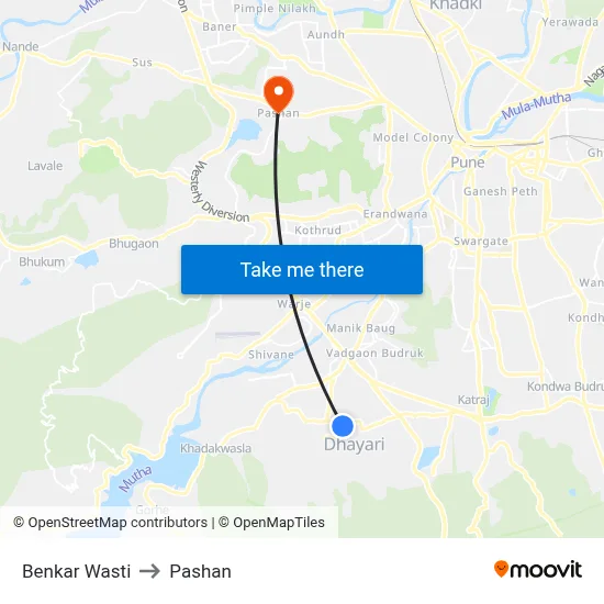 Benkar Wasti to Pashan map