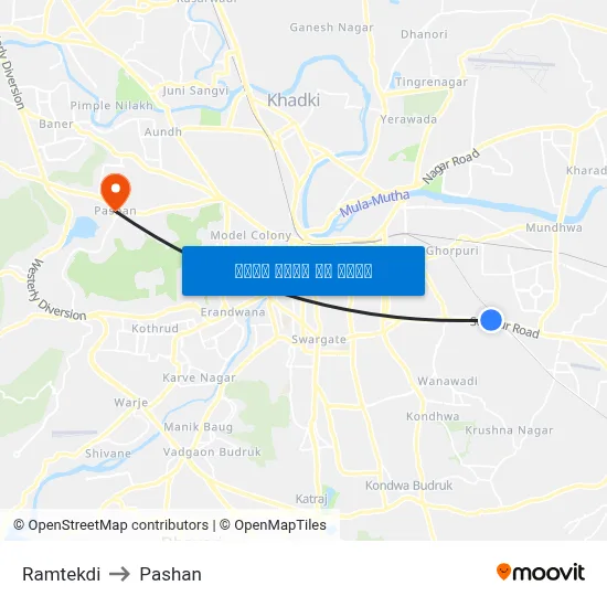 रामटेकडी to पाषाण map