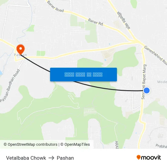 वेतालबाबा चौक to पाषाण map