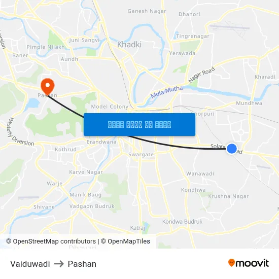 वैदुवाड़ी to पाषाण map