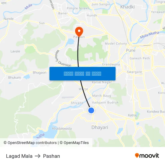 लगड माळा to पाषाण map