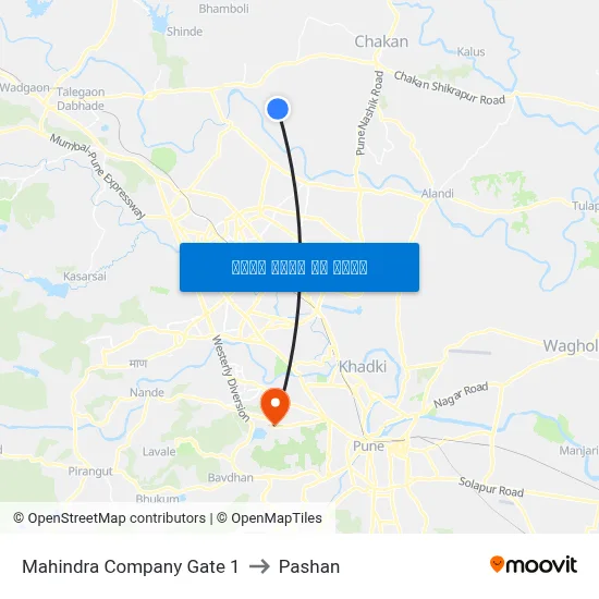 महिंद्रा कंपनी गेट 1 to पाषाण map