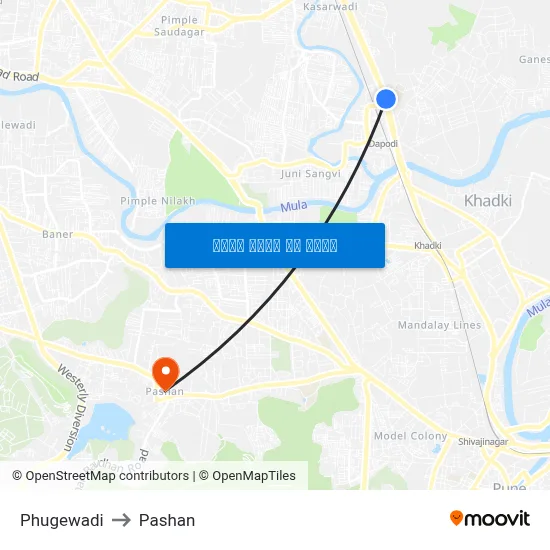 फुगेवाड़ी to पाषाण map