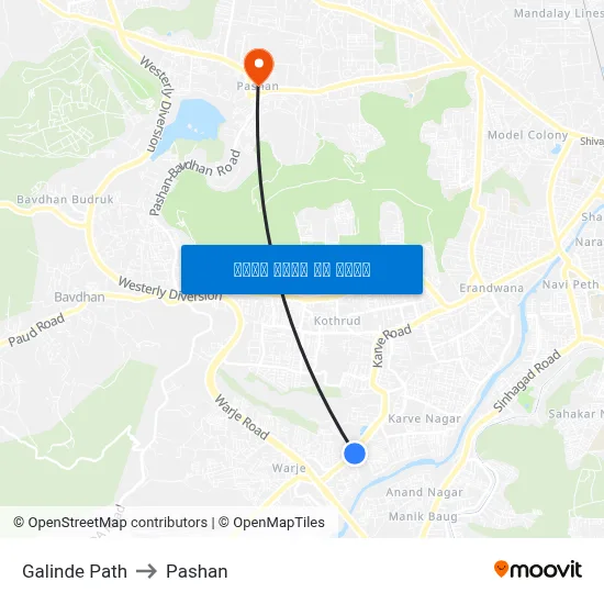 गलिंडे पथ to पाषाण map