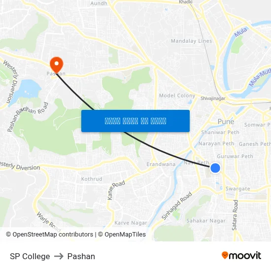 SP College to Pashan map