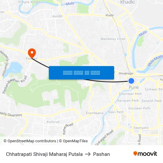 छत्रपति शिवाजी महाराज पुतळा to पाषाण map